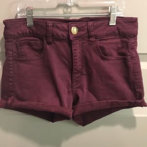 Maroon Jean Stretch Shorts
